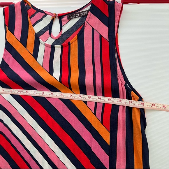 Mister Zimi Shift Mini Dress Multicoloured Stripes Ruffle Boho Hippie Size S 10 - Picture 8 of 9